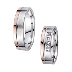 Unique Trouwringen Rood En Wit Goud Met Diamanten Breedte 5,5 mm