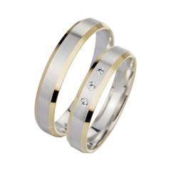 Unique Trouwringen Geel En Witgoud Met Diamanten Breedte 4,5 mm