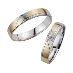 Unique Trouwringen Geel En Witgoud Met Diamanten Breedte 4 mm
