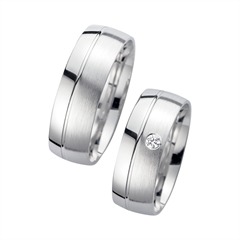 Unique Trouwringen Witgoud Met Diamant Breedte 7 mm