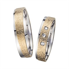 Unique Trouwringen Geel En Witgoud Met Diamanten Breedte 4,5 mm