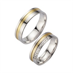 Unique Trouwringen Geel En Witgoud Met Diamanten Breedte 5,5 mm