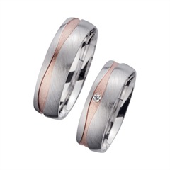 Unique Trouwringen Rood En Witgoud Met Diamant Breedte 6 mm