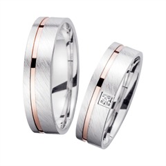 Unique Trouwringen Rood En Witgoud Met Diamant Breedte 5,5 mm