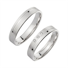 Unique Trouwringen Witgoud Met Diamanten Breedte 4,0 mm