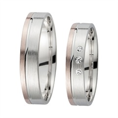 Unique Trouwringen Rood En Wit Goud Met Diamanten Breedte 4,5 mm