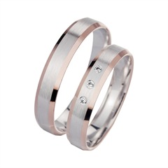Unique Trouwringen Rood En Witgoud Met Diamanten Breedte 4 mm