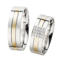 Unique Trouwringen Geel En Witgoud Met Diamanten Breedte 6,5 mm