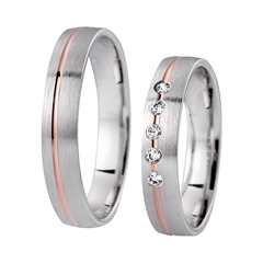 Unique Trouwringen Rood En Witgoud Met Diamanten Breedte 4 mm