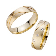 Unique Trouwringen Geelgoud Met Diamanten Breedte 6 mm