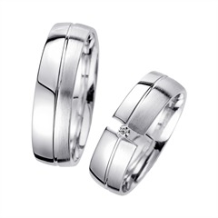 Unique Trouwringen Witgoud Met Diamant Breedte 6 mm