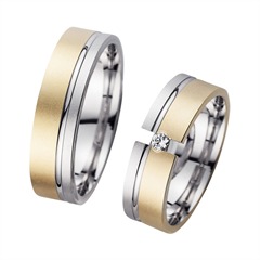 Unique Trouwringen Geel En Witgoud Met Diamant Breedte 6 mm