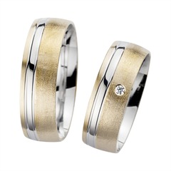 Unique Trouwringen Geel En Witgoud Met Diamant Breedte 6,5 mm