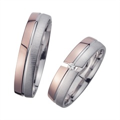 Unique Trouwringen Rood En Witgoud Met Diamant Breedte 5 mm