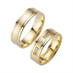 Unique Trouwringen Geelgoud Met Diamanten Breedte 6 mm