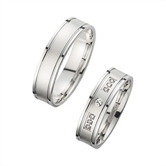 Unique Trouwringen Witgoud Met Diamanten Breedte 5,5 mm