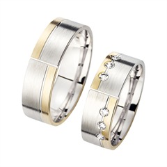 Unique Trouwringen Geel En Witgoud Met Diamanten Breedte 6,5 mm