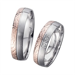 Unique Trouwringen Rood En Witgoud Met Diamanten Breedte 5 mm