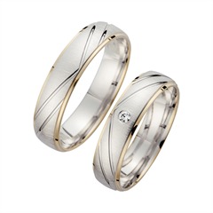 Unique Trouwringen Wit En Geel Goud Met Diamant Breedte 5 mm