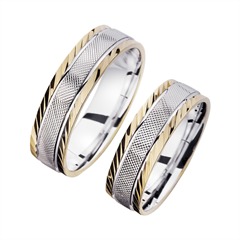 Unique Trouwringen Wit En Geel Goud Breedte 6 mm