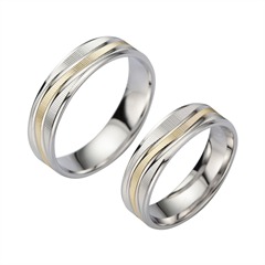 Unique Trouwringen Wit En Geel Goud Breedte 5,5 mm