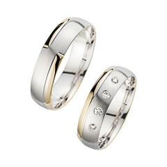 Unique Trouwringen Geel En Witgoud Met Diamanten Breedte 5,5 mm