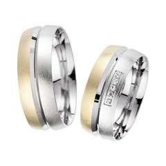 Unique Trouwringen Geel En Witgoud Met Diamanten Breedte 7,5 mm