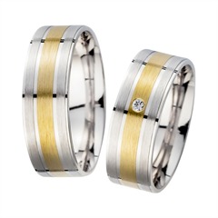 Unique Trouwringen Geel En Witgoud Met Diamant Breedte 7 mm