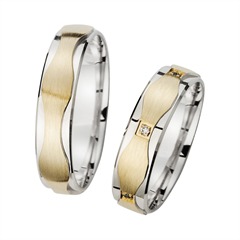 Unique Trouwringen Geel En Witgoud Met Diamanten Breedte 5 mm