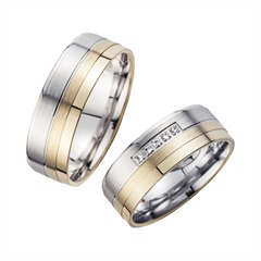 Unique Trouwringen Geel En Witgoud Met Diamanten Breedte 7 mm
