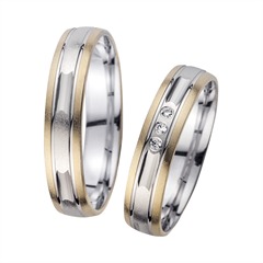Unique Trouwringen Geel En Witgoud Met Diamanten Breedte 4,5 mm