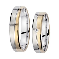 Unique Trouwringen Geel En Witgoud Met Diamant Breedte 4,5 mm
