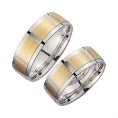Unique Trouwringen Wit En Geel Goud Breedte 7 mm