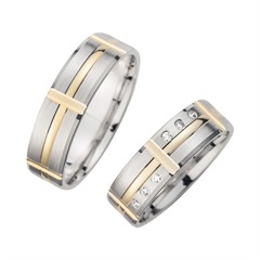 Unique Trouwringen Wit En Geel Goud Met Diamanten Breedte 6 mm