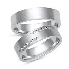 Unique Trouwringen in witgoud of platina met 18 diamanten