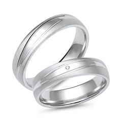 Unique Trouwringen in witgoud of platina met diamant