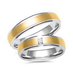 Unique Wit- en geelgouden trouwringen met diamant