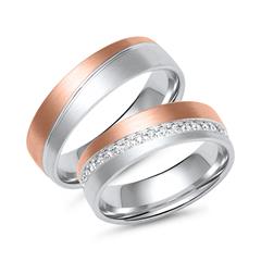 Unique Trouwringen in wit- en roségoud met 38 diamanten
