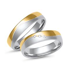 Unique Wit- en geelgouden trouwringen met 3 diamanten