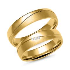Unique Gouden trouwringen met 3 diamanten