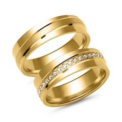 Unique Trouwringen in goud met 38 diamanten