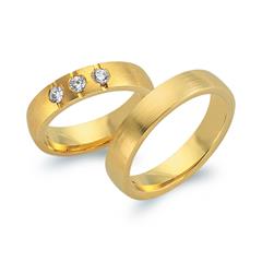 Unique Trouwringen 14 Karaat Geelgoud 3 Diamanten