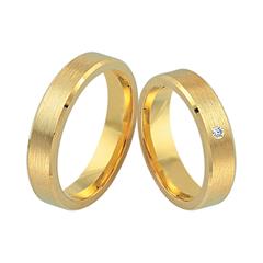 Unique Trouwringen 8 Karaat Geelgoud Met Diamant