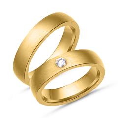 Unique Trouwringen 18 Karaat Geelgoud Met Diamant