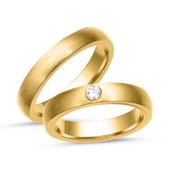 Unique Trouwringen 8 Karaat Geelgoud Met Diamant