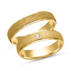 Unique Trouwringen 8 Karaat Geelgoud Met Diamant