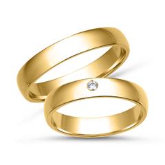 Unique Trouwringen 8 Karaat Geelgoud Met Diamant