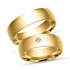 Unique Trouwringen 8 Karaat Geelgoud Met Diamant