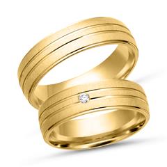 Unique Trouwringen 8 Karaat Geelgoud Met Diamant