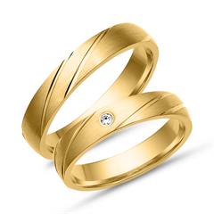 Unique Trouwringen 14 Karaat Geelgoud Met Diamant